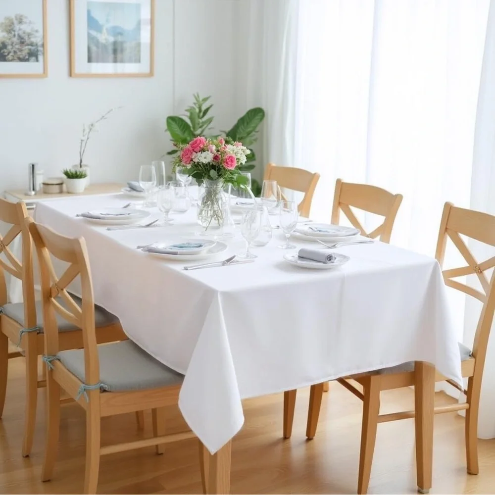 28. White 60x84 Tablecloth - Picture 8 of 13